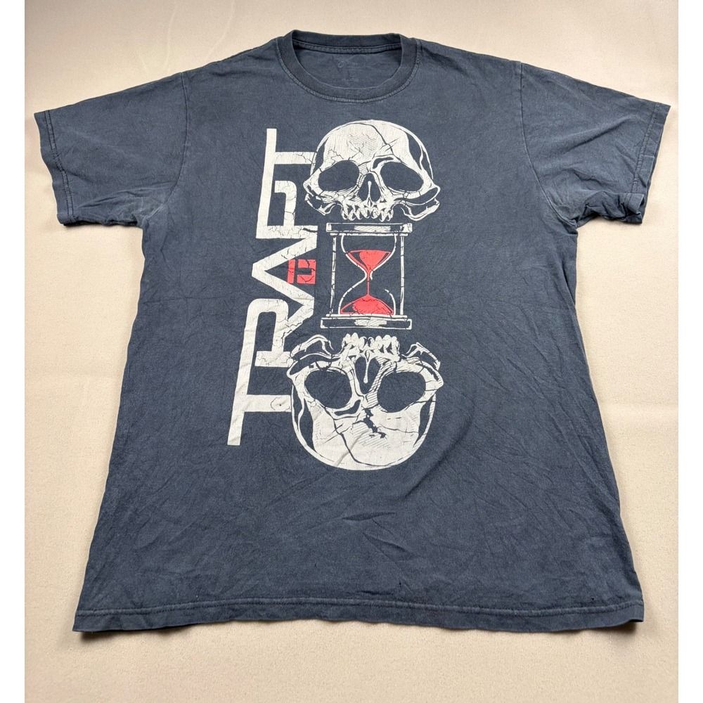 Trapt Band T-Shirt Mens Large Black Skull Hourglass Graphic T Short Sleeve